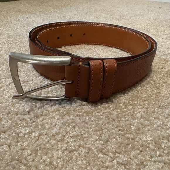 Vera Pelle Brown Leather Belt with Silver Buckle - Picture 1 of 12